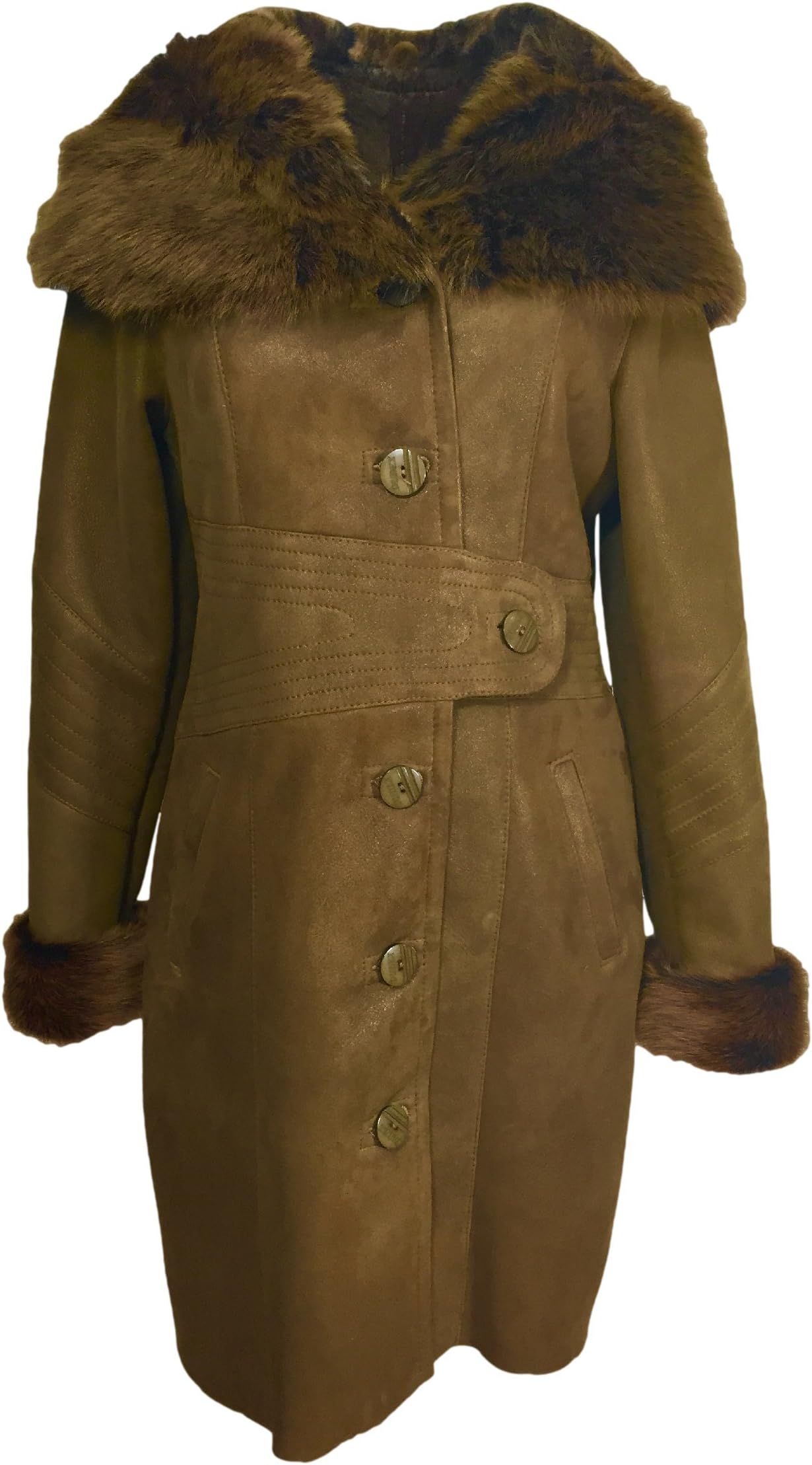 DudeX Women's Suede Sheepskin Lambskin Leather Jacket Designer Winter Fur Coat