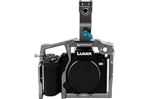 KONDOR BLUE LUMIX S5II / X Cage with Top Handle Compatible with Panasonic | Built-in NATO Rails | HDMI & USB C Cable Clamp | Built-in Tools | Aerospace Grade Aluminum | Space Gray