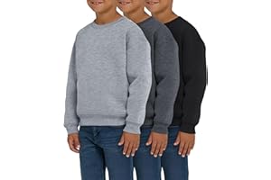 PURE CHAMP 3 Pack Boys Sweatshirts Long Sleeve Boy Crewneck Relaxed Soft Essentials Teen Pullover Sweaters For Youth Kids