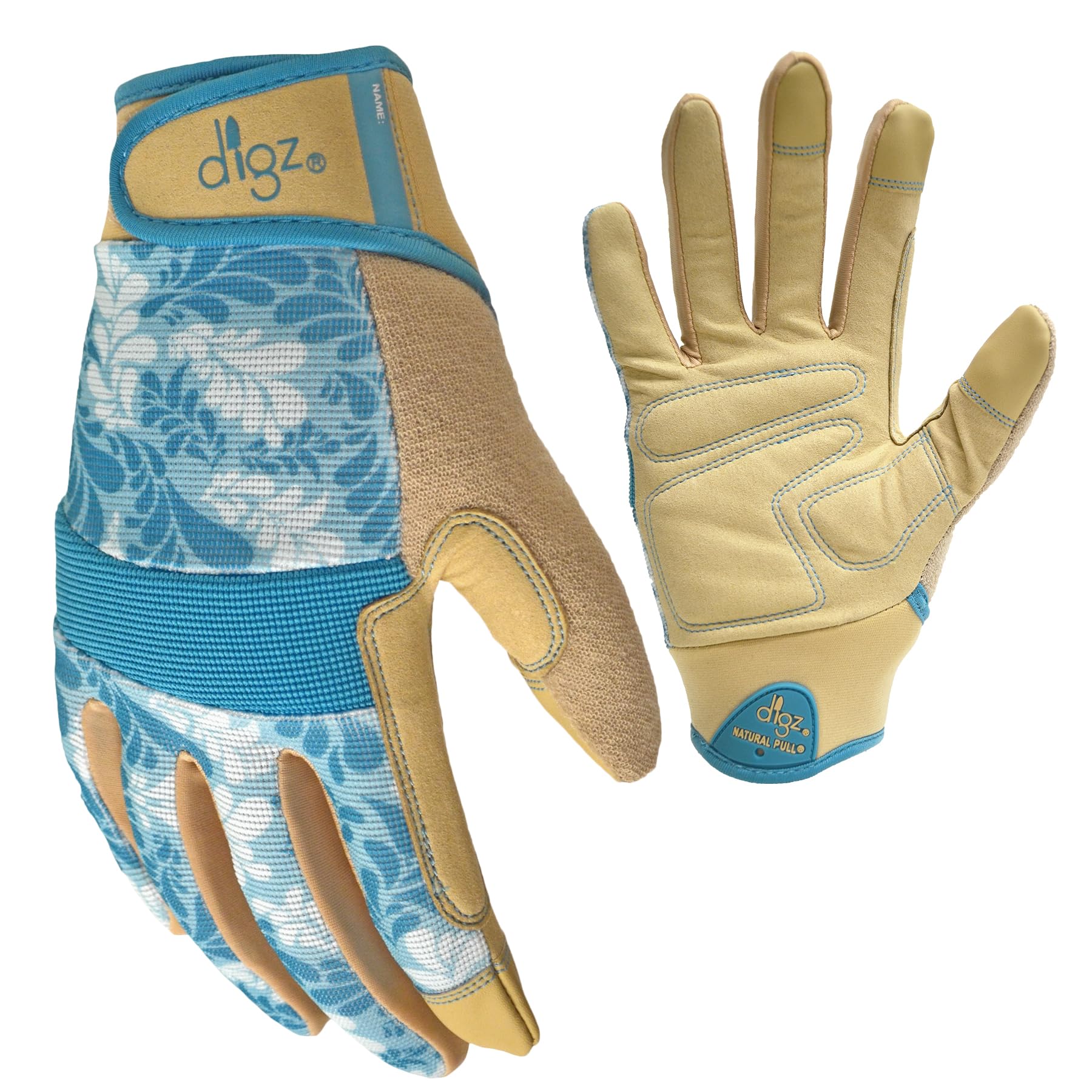 DIGZ 7607-23 Large Women's Gardening Gloves with Touchscreen Fingers - Blue