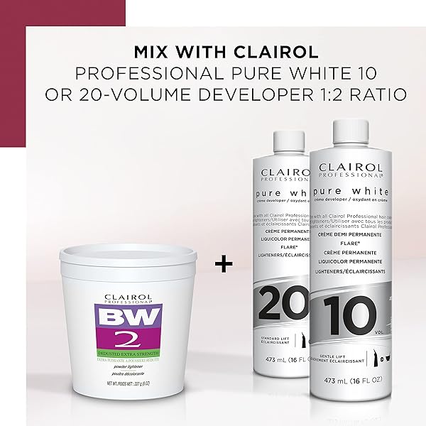 CLAIROL PROFESSIONAL BW2 LIGHTENER FOR HAIR HIGHLIGHTS, 8 OZ.