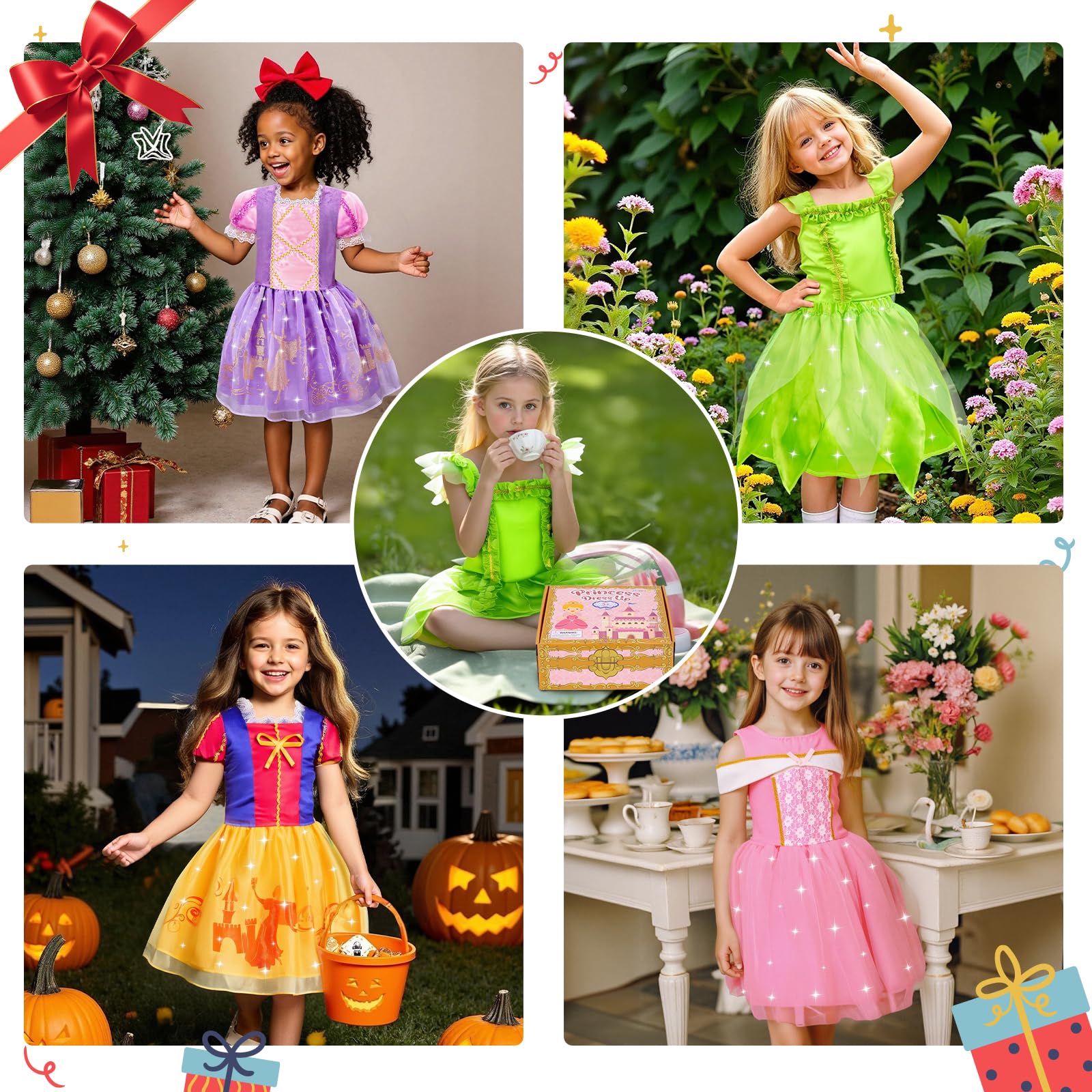 Meland Princess Dress Up - Dress Up Clothes for Girls with Toys,Christmas Birthday Gift for Toddler Girls 3,4,5,6,7,8 Years