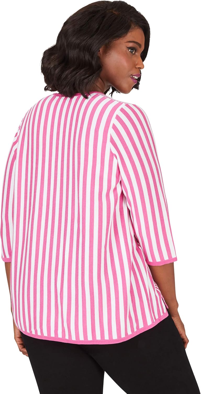Foxcroft Women's Plus Size Jaden V Neck Stripe Sweater at  Women’s Clothing store