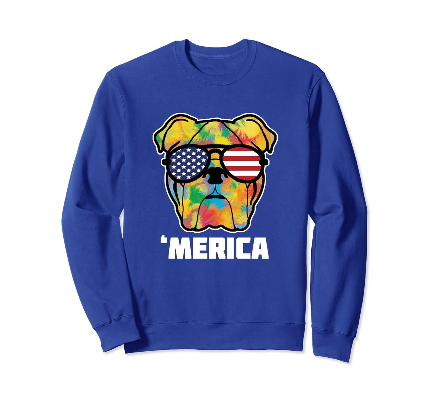 Patriotic Tie Dog Bulldog With US Flag Sunglasses Sweatshirt-anz