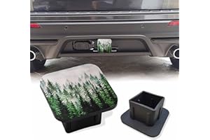 Sutmore Trailer Hitch Cover, Watercolor Foggy Fir Trees Forest Hitch Cover Rubber Towing Hitch Plug Covers, Square 2 Inch Receiver Tube Plug Cap for Trucks Cars SUVs