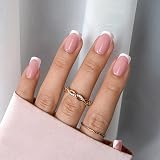 BTArtbox XCOATTIPS White French Tip Press On Nails S Square Pink view 2