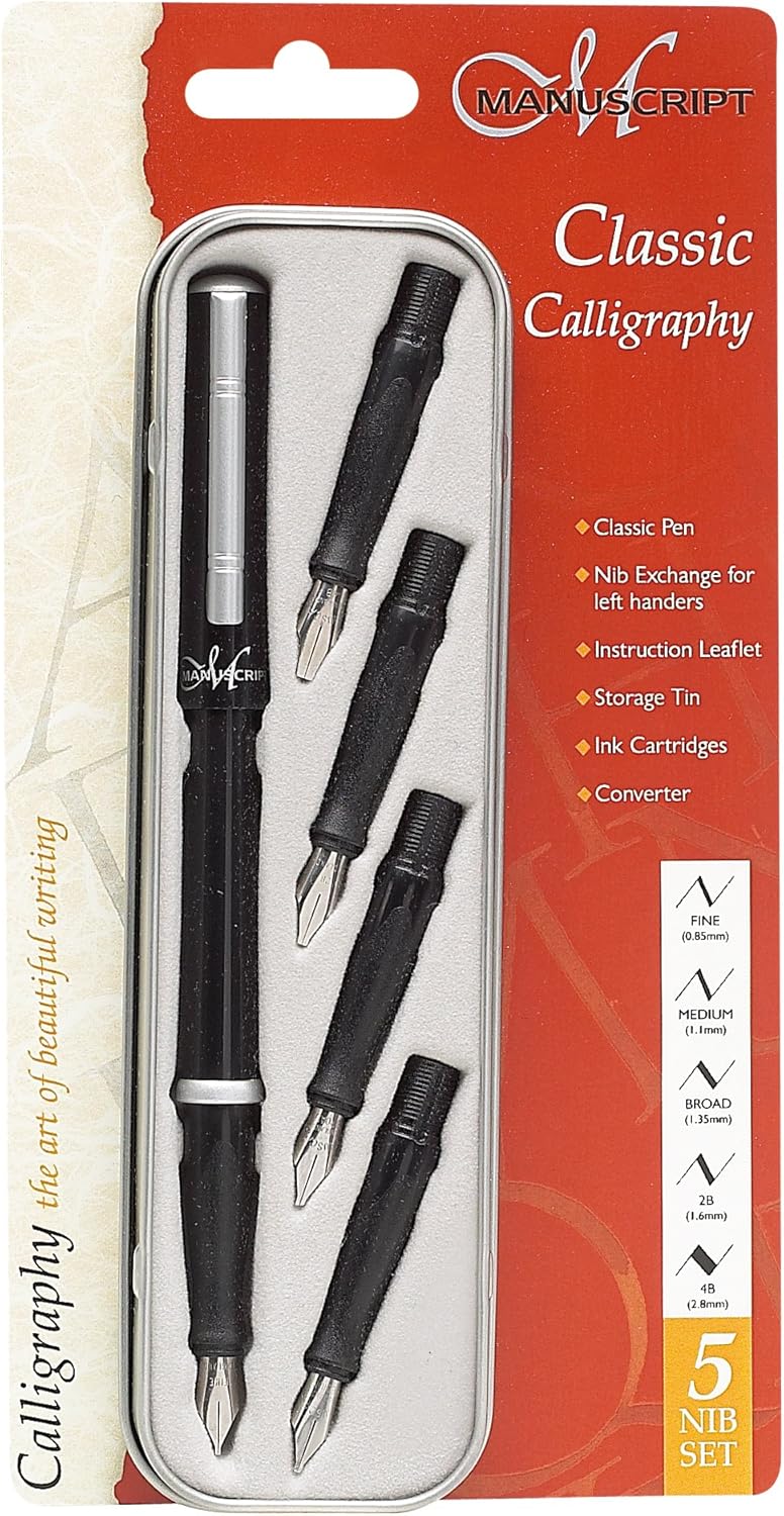 Amazon Com Manuscript Classic Calligraphy Cartridge Pen 5 Nib Set Calligraphy Pens For Left Handed Office Products