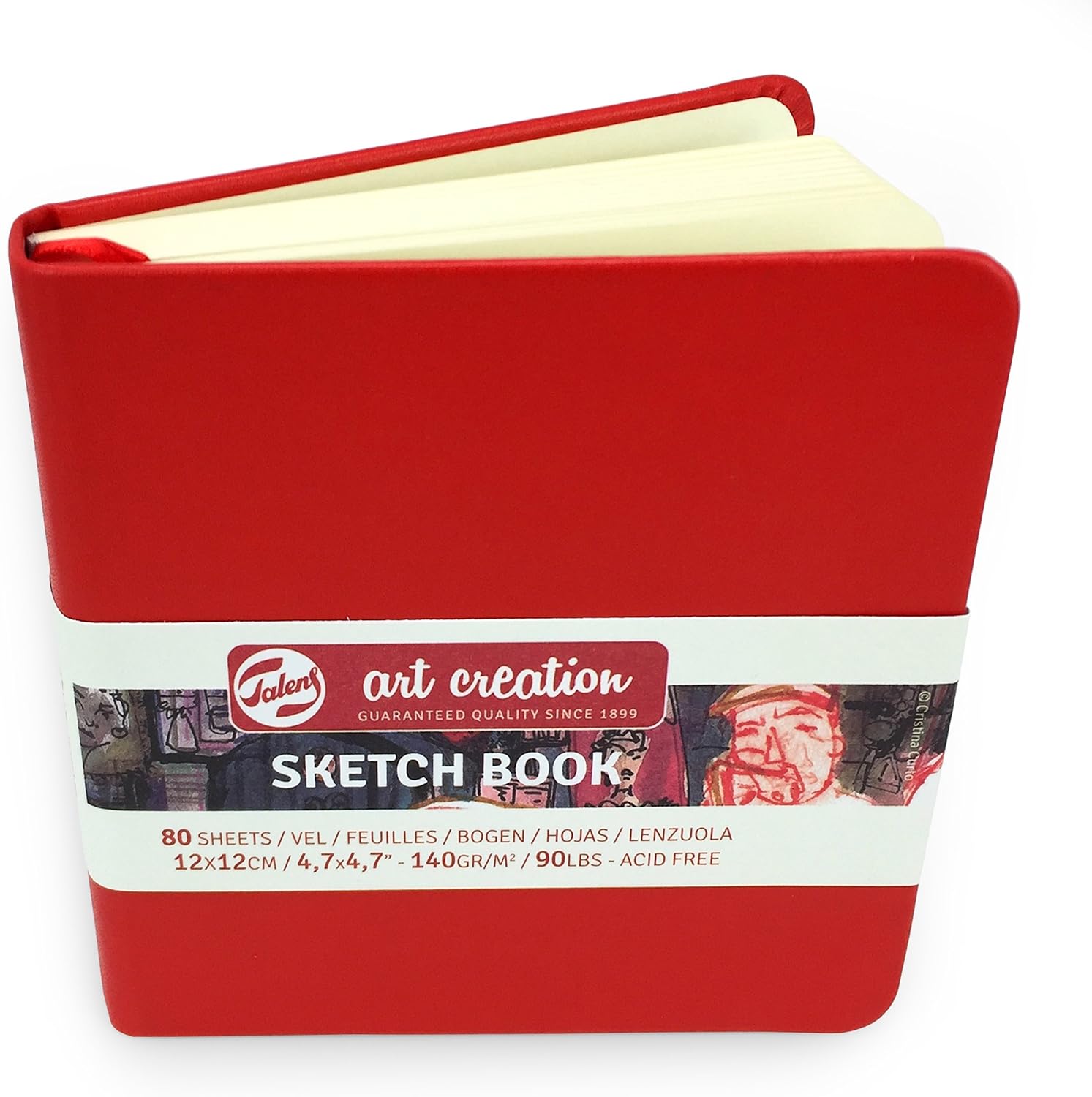 Royal Talens Art Creation Hardback Sketchbook 80 Sheets 140gsm 12 x 12cm Red Cover
