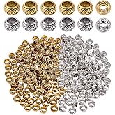 CRAFTYMELODY 200Pcs Rondelle Large Hole Spacer Beads 7x4.5mm Alloy Tibetan European Spacers Loose Bead Metal Jewelry Tube Spacers Beads Handmade Accessories for DIY Bracelet Jewelry Making Supplies