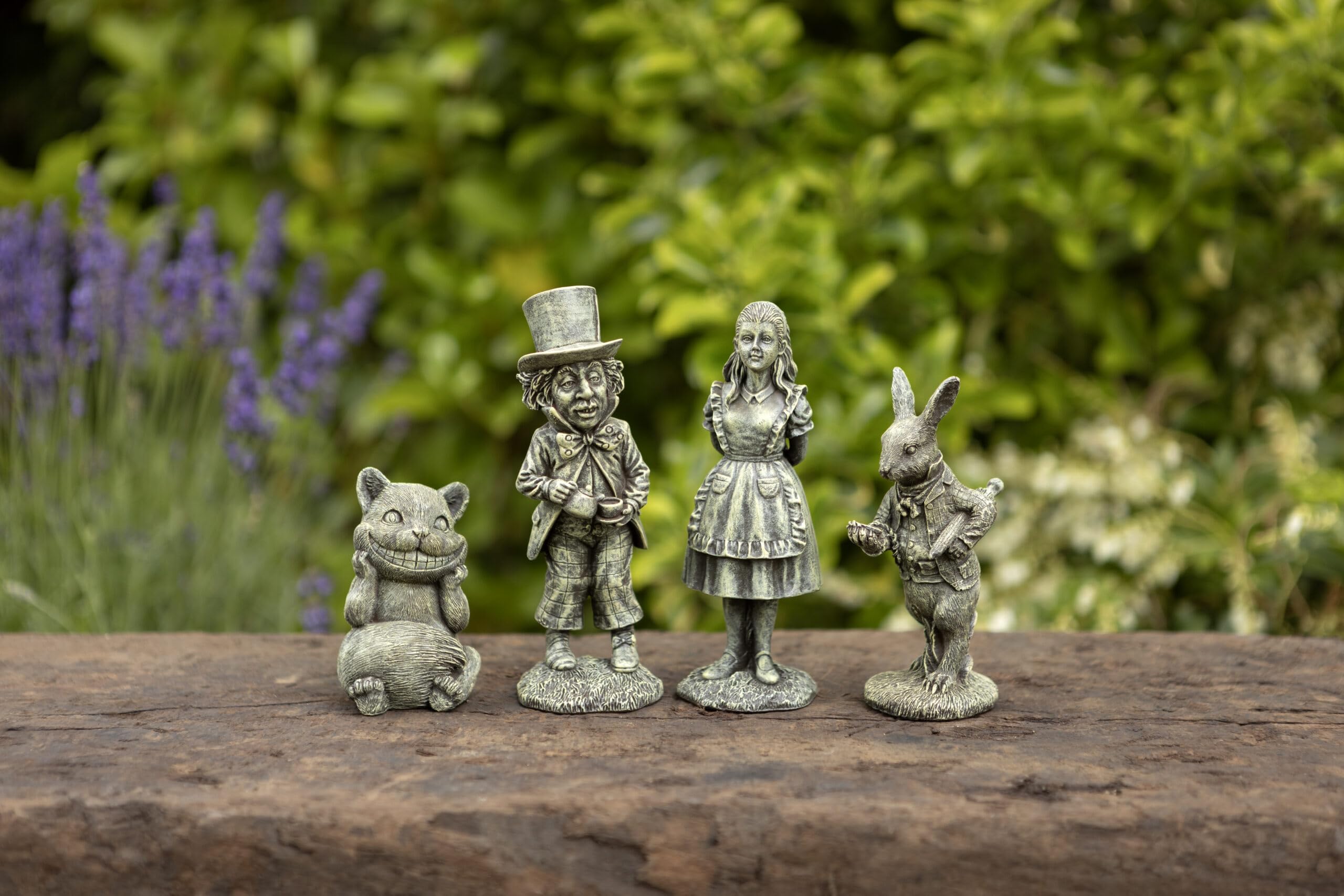 Inspirational Gifting Alice in Wonderland Characters Set Miniature made from Solid Stone Resin with an Aged Patina