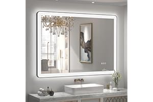 CHARMOR 44"x36" LED Lighted Bathroom Mirror with Independent Backlit+Front Lights, Black Framed Vanity Mirrors with Lights, 3 Colors, Anti-Fog, Shatterproof, Memory, ETL Listed