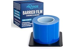 Pruvade Blue Barrier Film 4” x 6” - Self Adhesive Protective Film | 1 Box, 1200 Sheets | Universal Dental Instruments Tape Protects Equipment, Makeup, Microblading, Home Surfaces, Roll & Dispenser Box