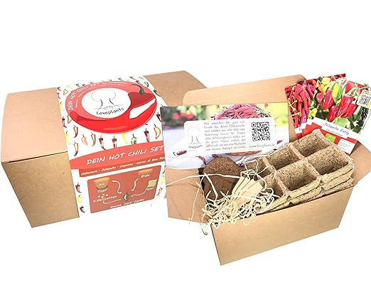 Chili Anzuchtset - Züchte mit deinem Bio Chili Anbauset 4 Sorten Chilis aus Bio Chili Samen- Eine einzigartige Geschenkidee -