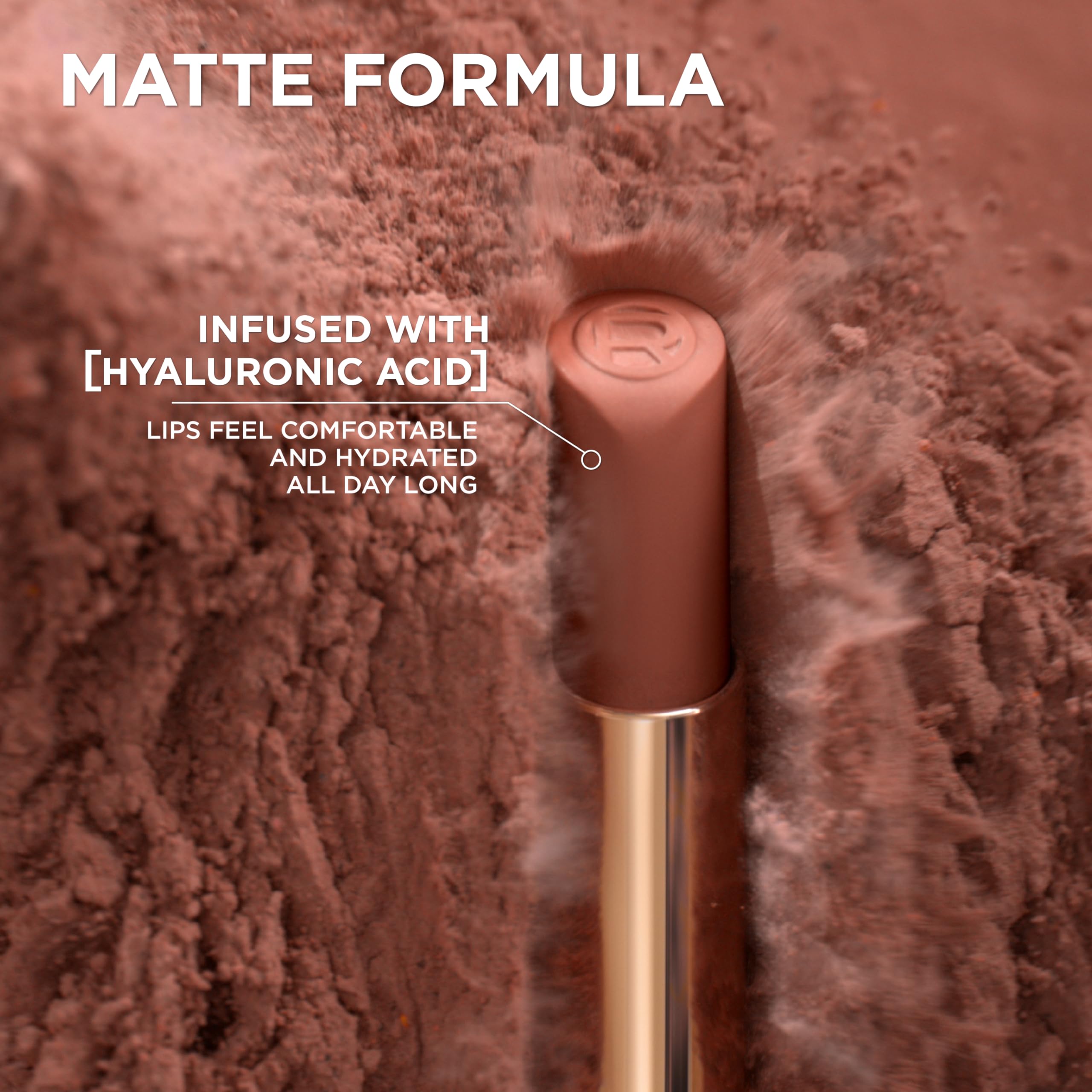 L'Oreal Paris Colour Riche Intense Volume Matte Lipstick, Lip Color Infused with Hyaluronic Acid for up to 16hr All Day Comfort, Le Carmin Courage, 0.06 oz