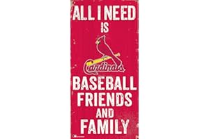 LA AUTO GEAR MLB St. Louis Cardinals 6" x 12" All I Need is Baseball, Friends, and Family Wood Sign