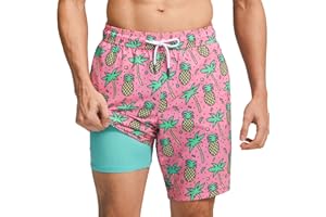 maamgic Mens Swim Trunks with Compression Liner 9 Inch Stretch Quick Dry Swim Shorts with Zipper Pockets Swimwear