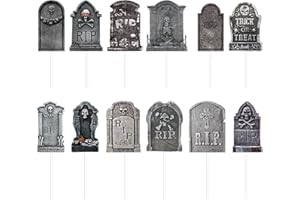 TOPORTY 24 Pieces Halloween Cupcake Toppers Tombstone Cupcake Toppers Graveyard Cake Decorations Appetizer Picks for Halloween Party Supplies