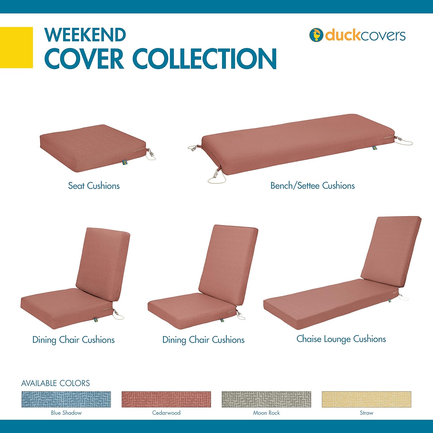 Duck Covers Weekend Water-Resistant 21 x 19 x 3 Inch Outdoor Dining Seat Cushion, Cedarwood : Garden & Outdoor