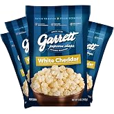 Garrett Popcorn White Cheddar, 5.0oz, 4 Bags | White Cheddar Gourmet Popcorn, Gluten Free, Savory Snack, Popped Popcorn Bags