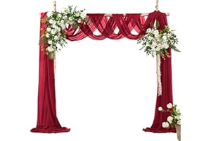VACVELT Wedding Arch Draping Fabric - Burgundy Chiffon, 2 Panels Sheer Drapes, 30 Inch x 20ft Backdrop Curtain for Outdoor Wedding Ceremony Decor