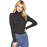 Ambiance Apparel Women's Ribbed Long Sleeve Turtleneck Top (M, Dark Grey)