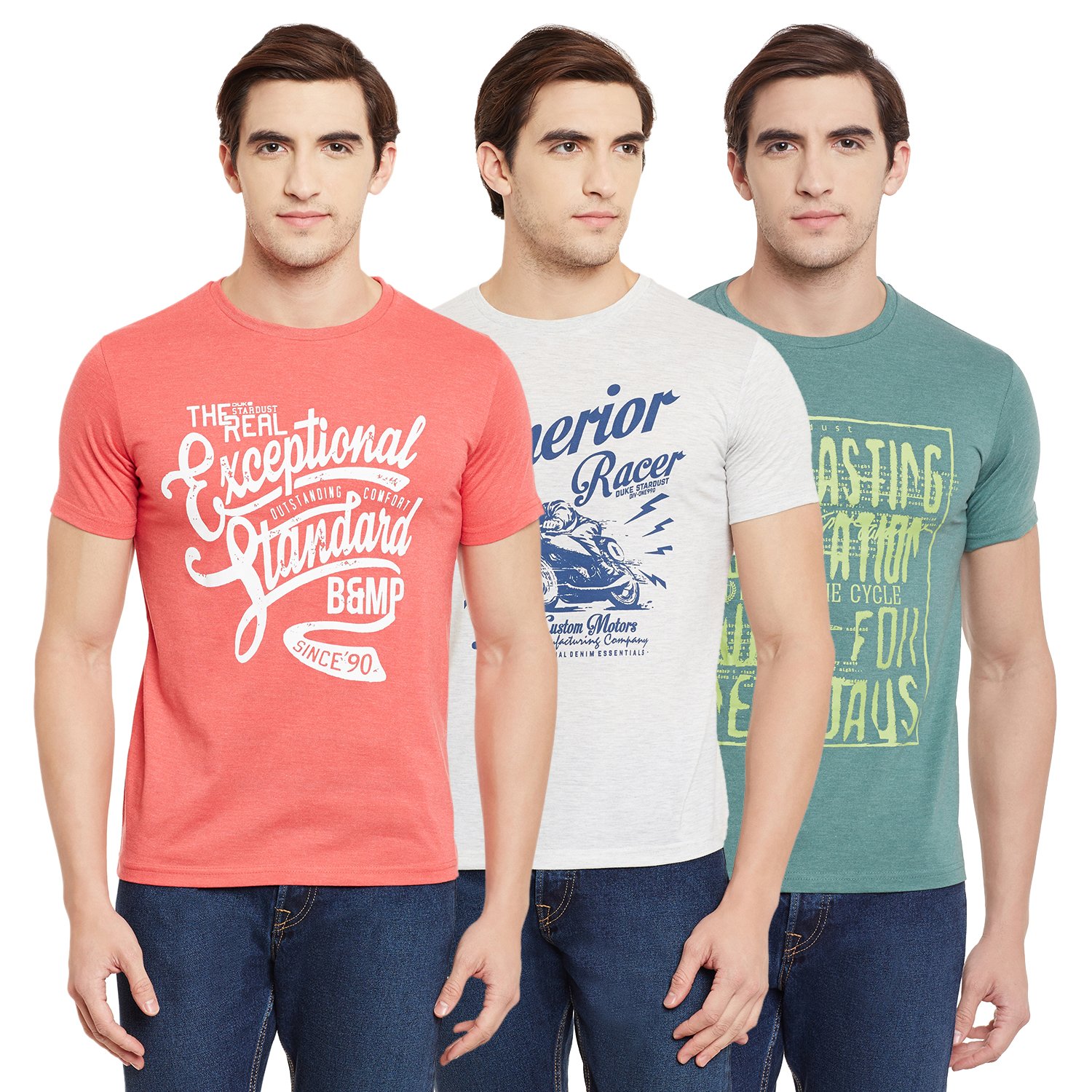 Duke Men's Regular Fit T-Shirt (Pack of 