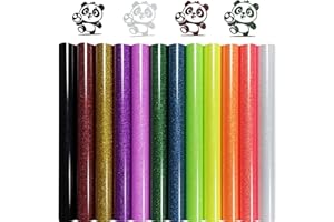 Mcirurn Glitter HTV Heat Transfer Vinyl Bundle Mixeds, 12Pack 12" x 10" Iron on Vinyl for T-Shirt, Transfer HTV Vinyl for Personalised Graphic Designs for Holiday Gifts, Team Apparel and More.