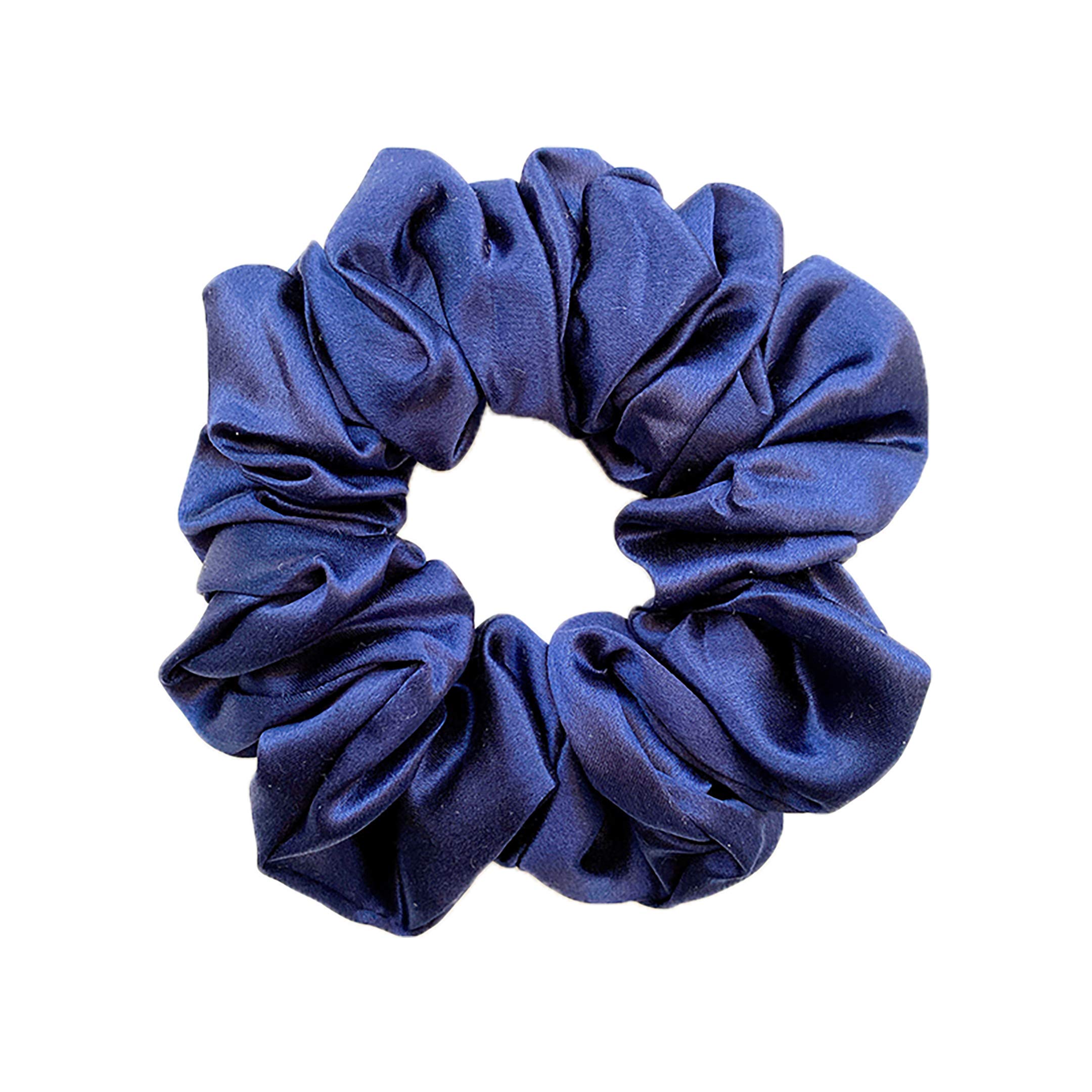 Jasmine Silk Pure Silk Charmeuse Scrunchie - Scrunchies For Hair (Navy)