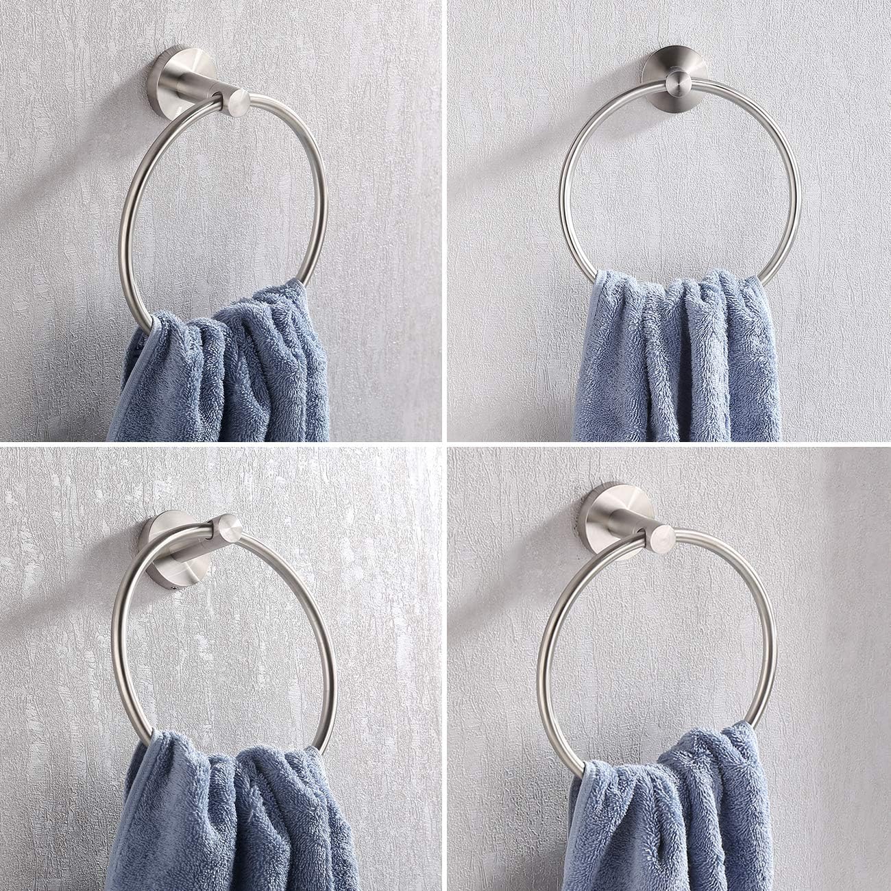 KES Bath Towel Holder Hand Towel Ring Hanging Towel Hanger Bathroom Accessories Contemporary Hotel Round Style Wall Mount SUS 304 Stainless Steel Brushed Finish, A2180DG-2 - - 