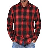 COOFANDY Mens Flannel Shirts Long Sleeve Button Down Shirt with Pocket Casual Shirts Work Shirts for Men