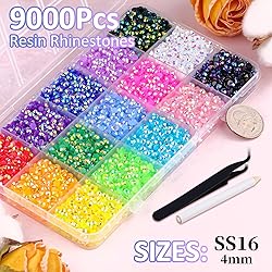 9000Pcs Resin Jelly Rhinestones with Tweezers for