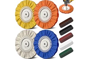BURMONG 8" Airway Buffing Wheels for 4.5" Angle Grinder, 9PCS Buffer Polisher Wheel for Car, Aluminum Metal Polishing Wheel Pad and Compound Kit for Mirror Finish (5/8" Arbor Hole)