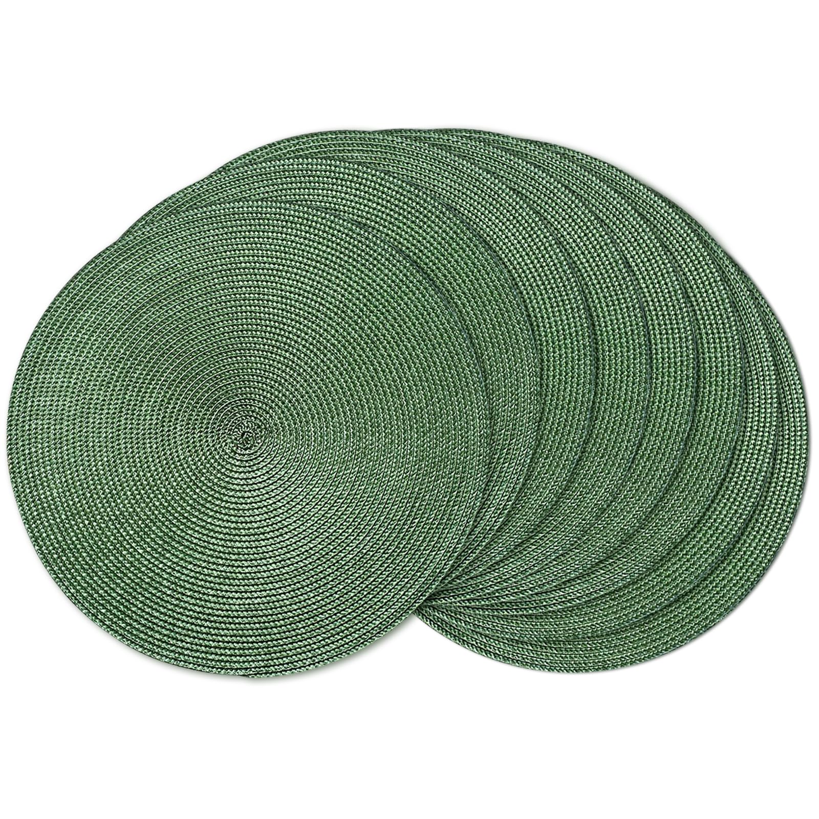Photo 1 of AHHFSMEI Round Braided Placemats 15 Inch Round Table Mats for Dining Tables Natural Woven Heat Resistant Place mats Set of 8 (Olive Green,8)