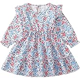 sweetabby Toddler Girl Dress Clothes Ruffle Long Sleeve Casual Dress Floral Boho Outfits Cute Winter Fall Girls Dresses