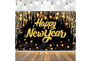 HIPARTY Upgraded, Ideal New Years Eve Party Supplies 2026, 100D Premium Happy New Year Backdrop Banner, Large 72x44in (Classic Gold Tassel Style Design) HQ Fabric, HD Printing, Perfect for NYE Decorations