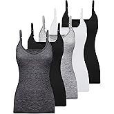 BQTQ 5 Pcs V Neck Camisole Tops for Women Spaghetti Strap Tank Top Womens Camisole Undershirt Slim Fitted Camisoles