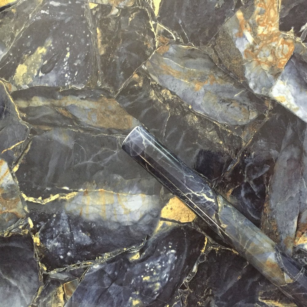 Moyishi Sapphire Granite Look Marble Gloss Film Vinyl Self Adhesive Counter Top Peel and Stick Wall Decal 24''x79''