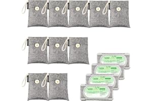 10 Packs Fonday Bamboo Charcoal Deodorizer Bags(100g each) with 4 packs fridge deodorizer, Odor Eliminator & Absorber Air Purifying for Gym Bag Shoe Car Pet Closet