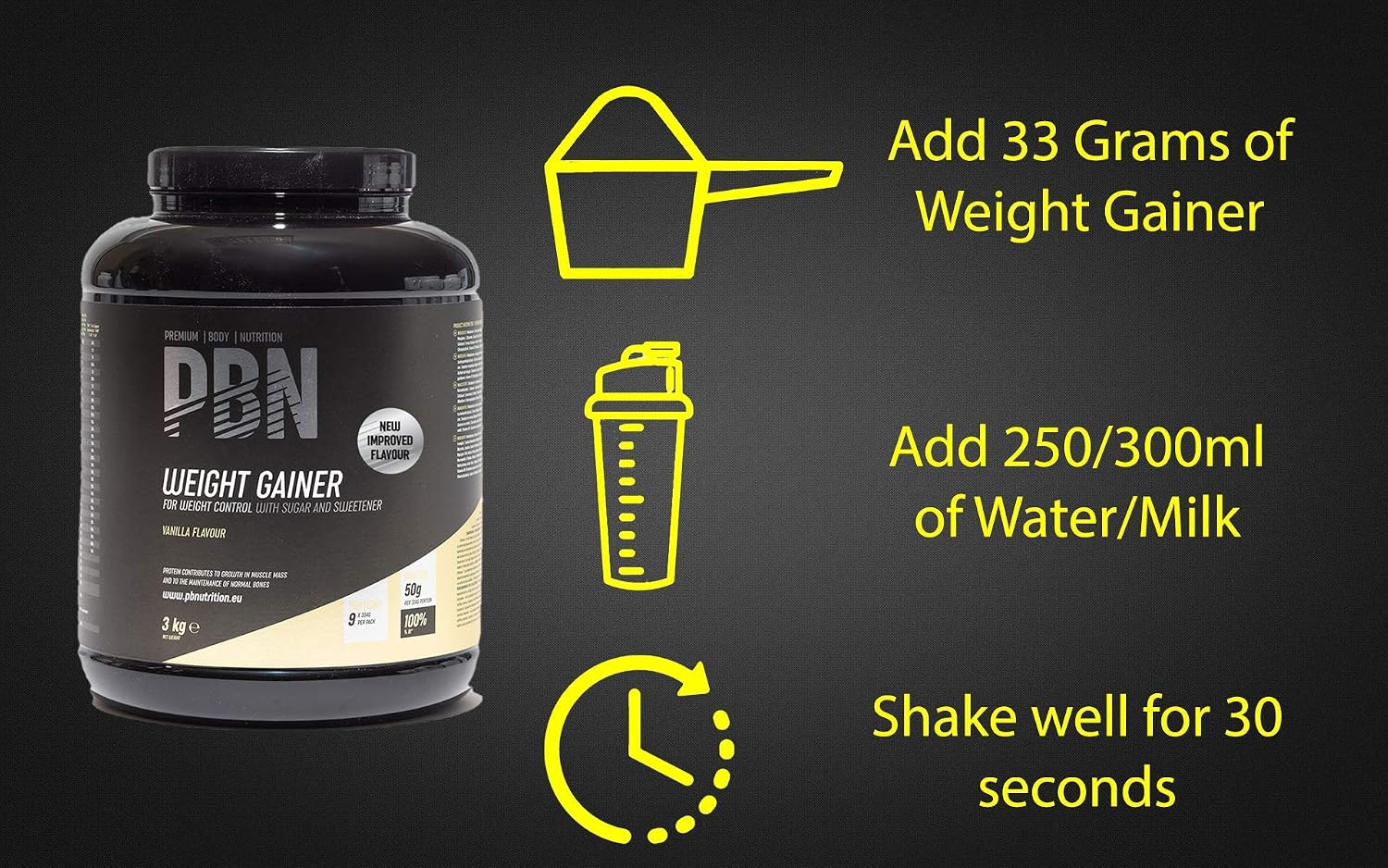 PBN - Premium Body Nutrition Weight Gainer 3kg Cookies, New Improved Flavour - Image 5