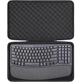 co2CREA Hard Case for Logitech Wave Keys MK670 Combo, Graphite | Compatible with Wireless Ergonomic Keyboard, Portable Travel Storage Box, Carrying Bag with Shockproof Foam Cushion