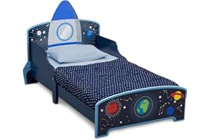 Delta Children Space Adventures Rocket Ship Wood Toddler Bed - Greenguard Gold Certified, Blue