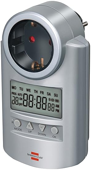 Brennenstuhl Primera-Line Zeitschaltuhr DT, digitale Timer-Steckdose (Wochen-Zeitschaltuhr mit Countdown-Funktion & Kindersic