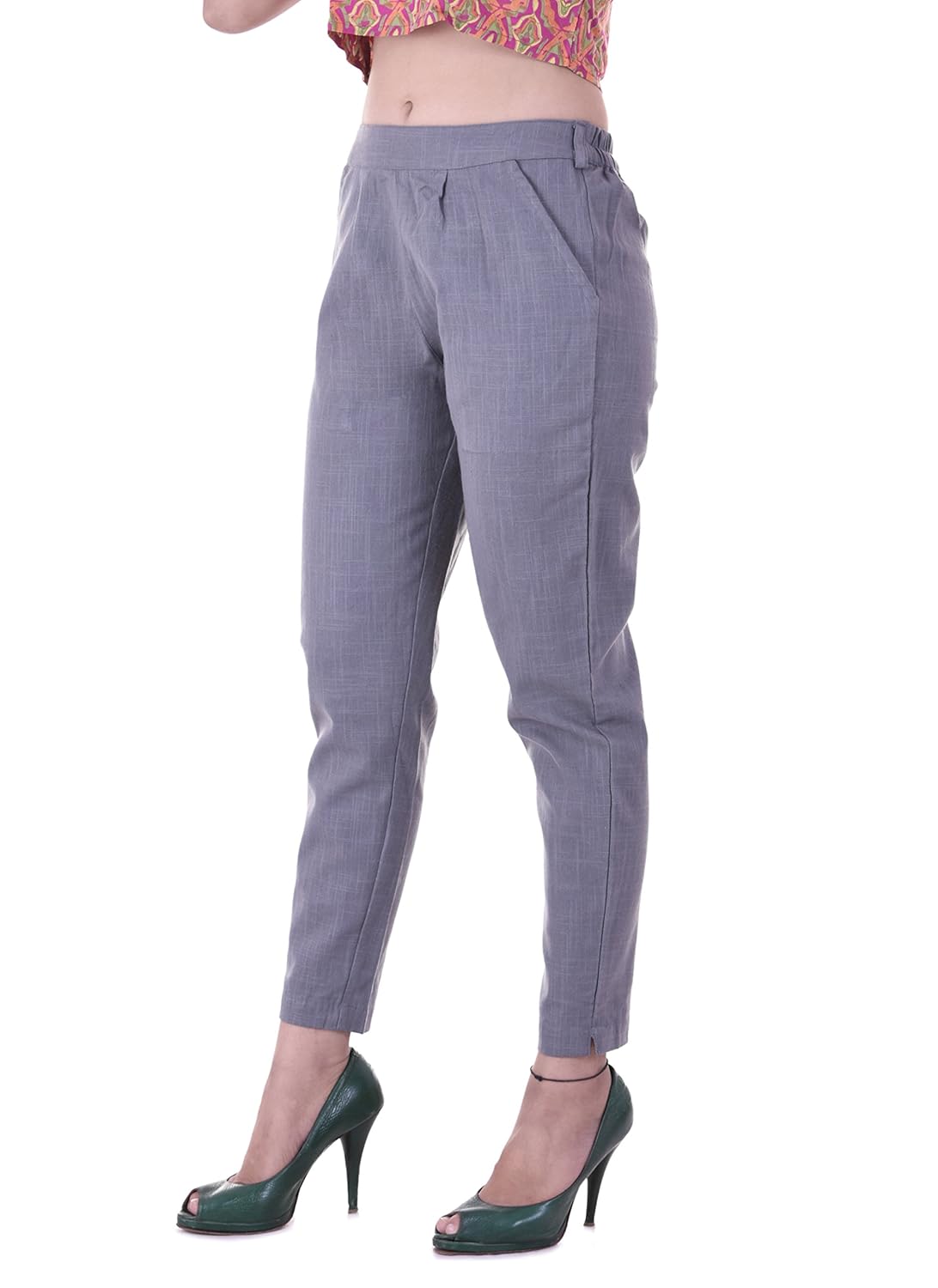 fashion cloud women's regular fit cotton slub pants