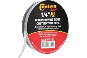 Custom Coat Professional Bedliner Wire Edge Tape, 1/4" x 100ft Roll - Precision Metal Cutting Filament for Spray-On Truck Lin