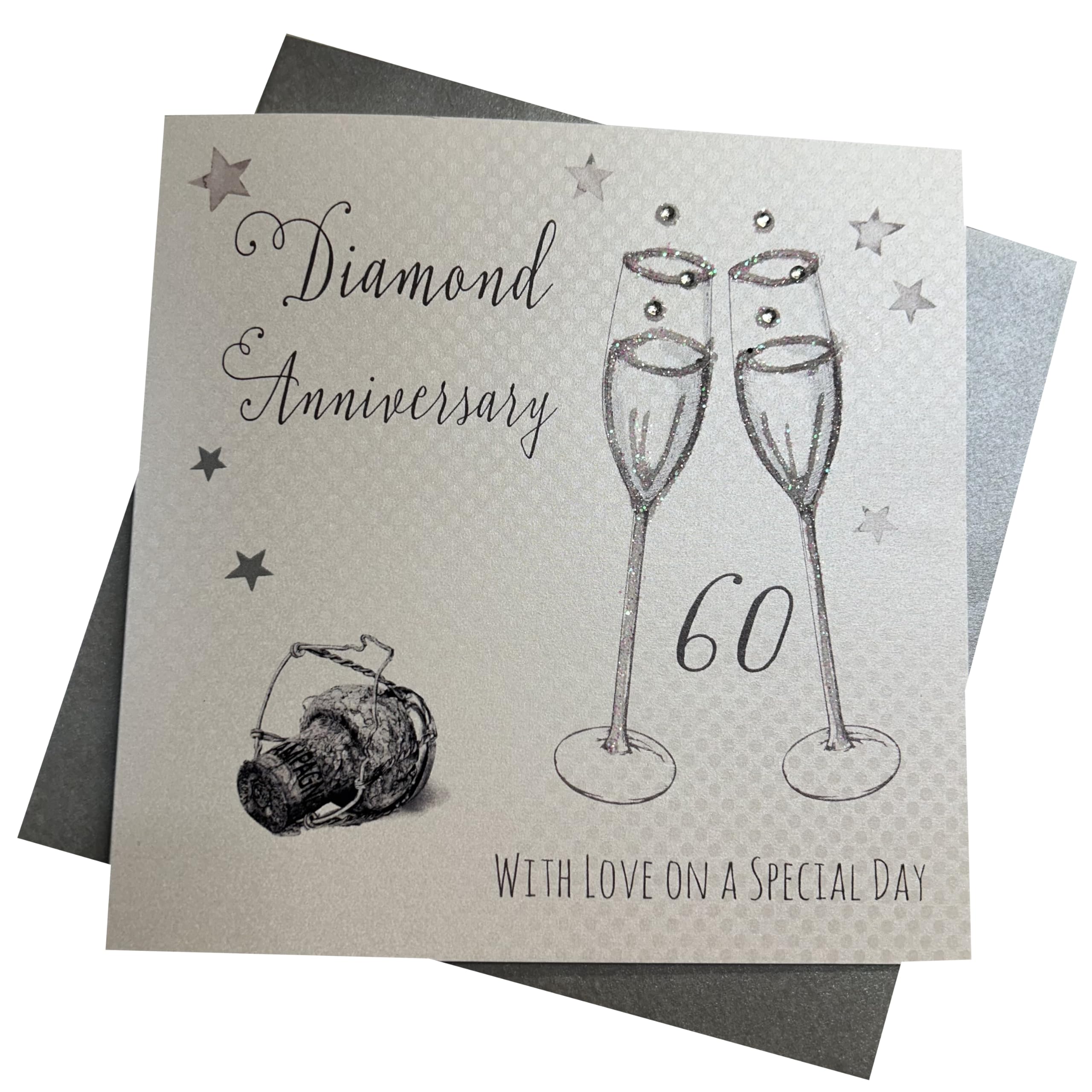 White Cotton Cards "Diamond Anniversary With Love On Your Special Day Handmade 60th Anniversary Card, WA60