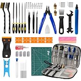 67Pcs 3D Printer Tools Kit 3D Printing Accessories for All FDM/SLA Printers Includes Deburring Tool, Nozzle Cleaning, Removal Scrapers, Finishing Tools, Metal Files, Wire Cutter, A5 Cutting Pad, etc
