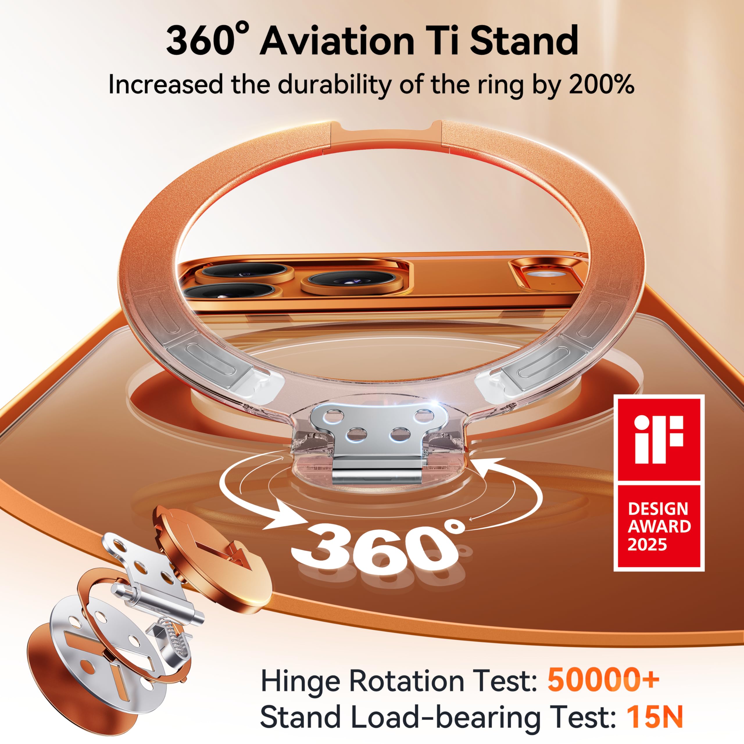 CASEKOO Cosmic Orange Glossy for iPhone 17 Pro Max Case [360 Spin Magnetic Stand][Fit for MagSafe][17FT Military Protection] Slim Polished for iPhone 17 Pro Max Case with Stand 6.9'', Cosmic Orange