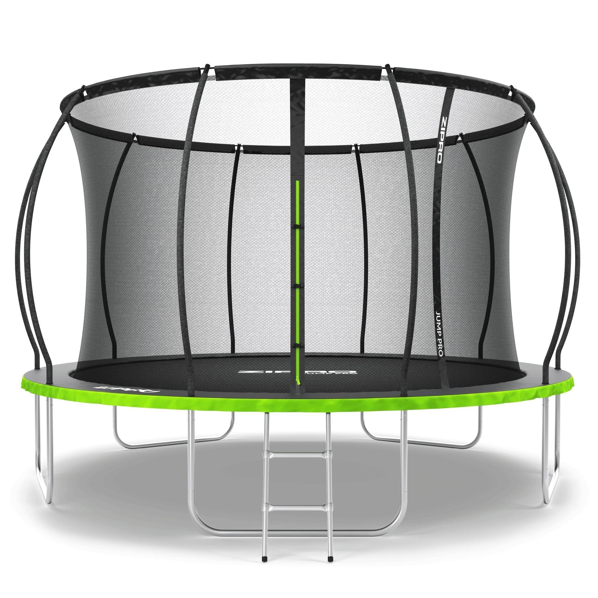 ZIPRO 12'' Jump Pro Premium Trampolin Outdoor, Ø 374cm, rundes Gartentrampolin mit Sicherheitsnetz, Bodentrampolin bis 150kg, Gartenspielzeug Kinder draußen, UV-beständig, mit Reißverschluss