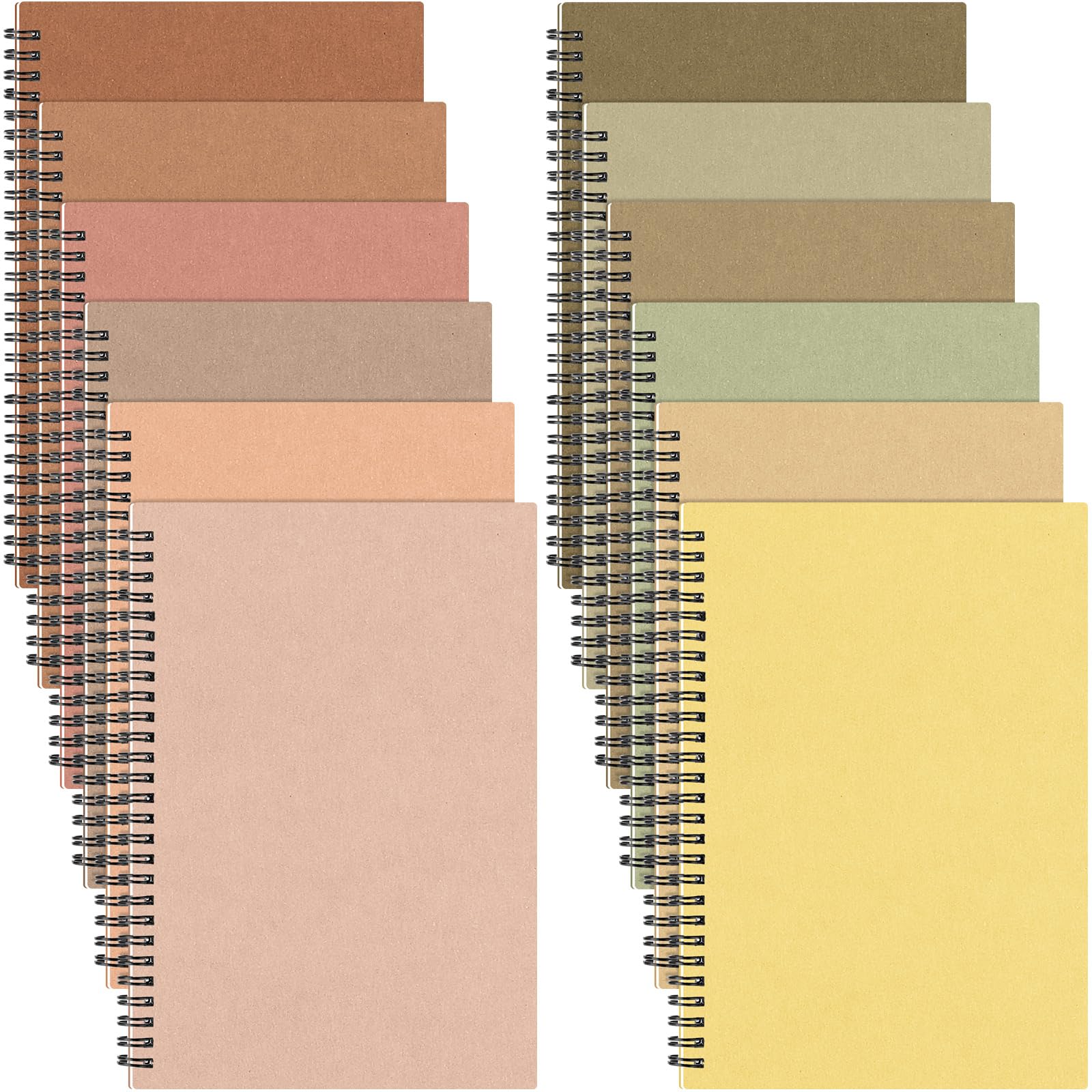 Photo 1 of Fuutreo 12 Pcs Spiral Notebook for Work A5 8.3 x 5.7 Inch College Ruled Spiral Journal Notebook Kraft Cover Notebook Ruled Paper, 12 Color, 60 Sheets, 120 Pages for Office School (Vibrant Color)