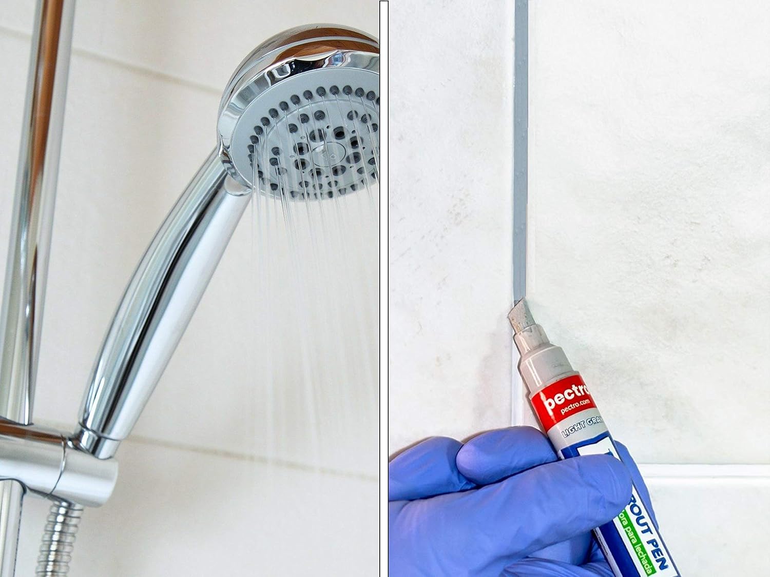 Tile Grout Pen Grey | Pack x 2 Units | Restore and Renew Grout Tile Lines in bathrooms & Kitchens | Gray Light - Medium - Dark (0, 27oz - 8ml x Unit) | Grout Reviver (Light Gray) - - 